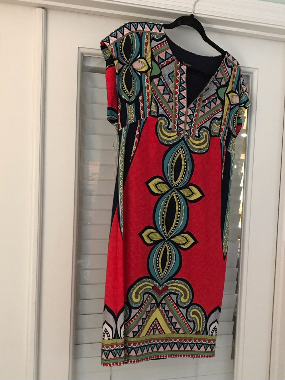 Laundry By Shelli Segal Navy Dress with Red and White Stripe Trim